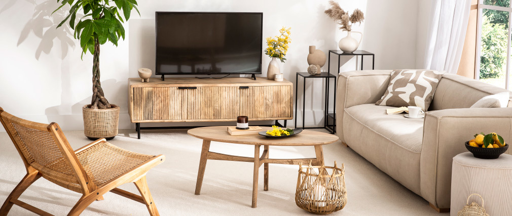 Mueble TV de madera de mango y metal 145 cm JUNO